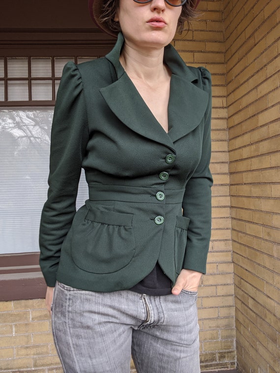 Vintage 80s Forest Green Blazer with 1940s Style - image 10