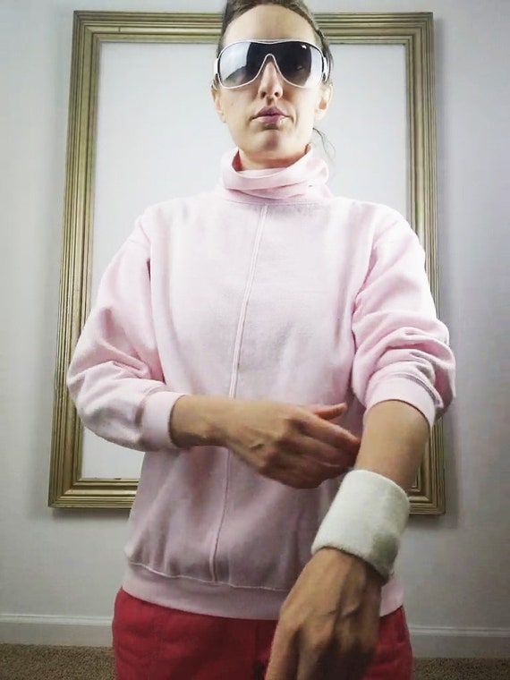 Vintage 80s Cotton candy Pink Turtleneck Workout … - image 3