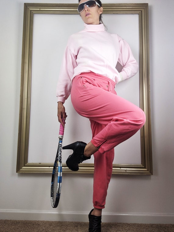 Vintage 80s Power Pink Workout Sweatpants Joggers 