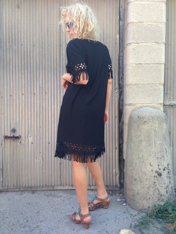 Vintage Boho Black Rose Dress - image 4