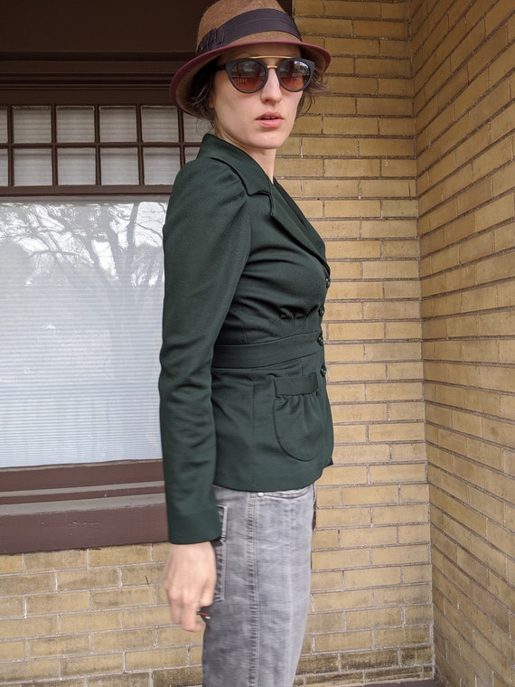 Vintage 80s Forest Green Blazer with 1940s Style - image 7