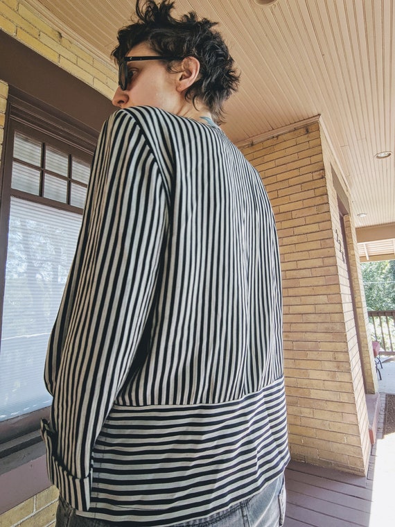 Vintage 80s Parisian Artist Striped Shirt/Jacket - image 4