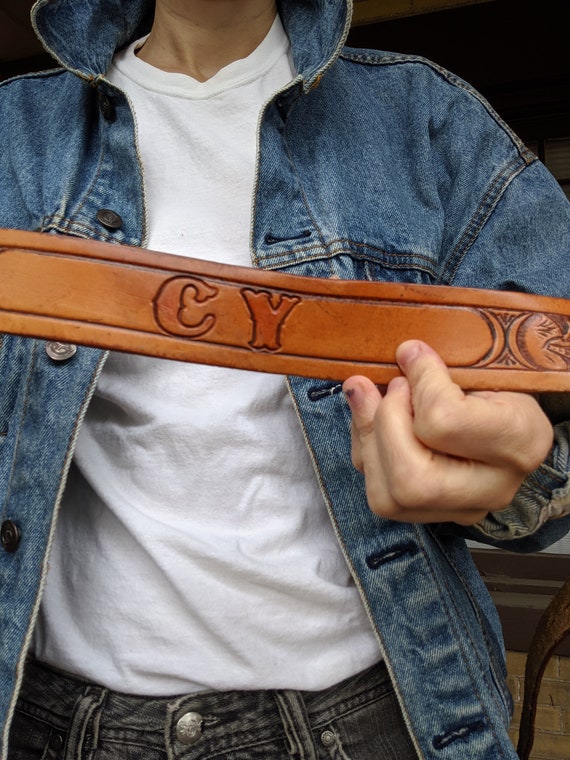 Vintage 1977 Cy's Leather Texas Belt Western Stam… - image 6