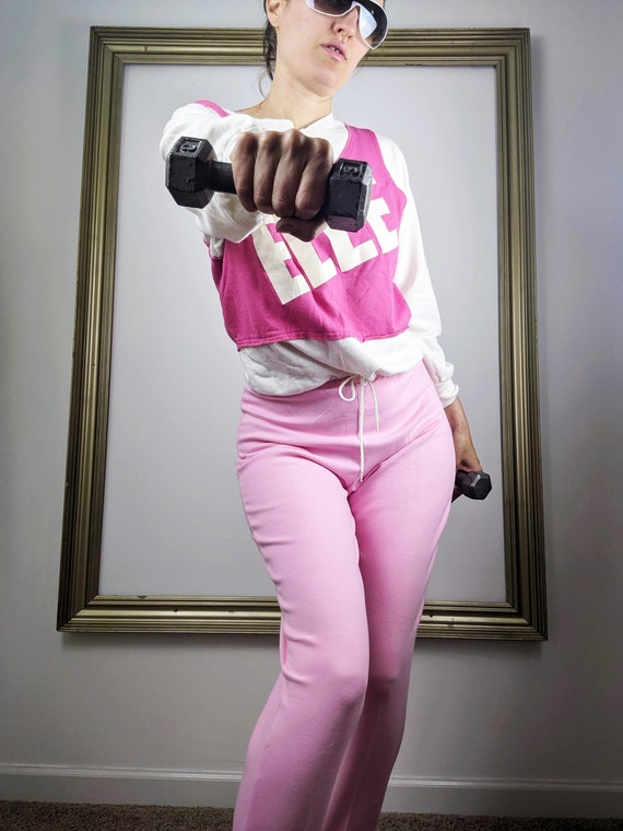 Vintage 80s Pink and White Elle Lightweight Worko… - image 8