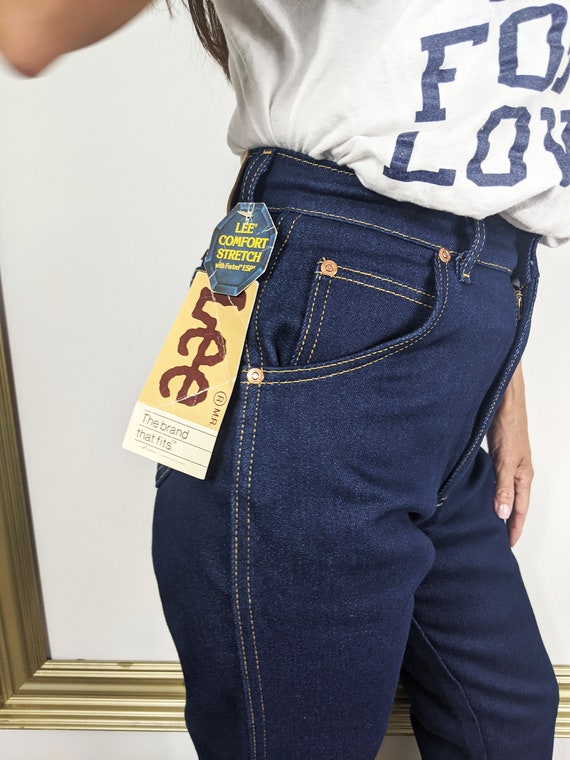 Vintage 80s Lee Jeans 26 x 33 Denim Deadstock Str… - image 3
