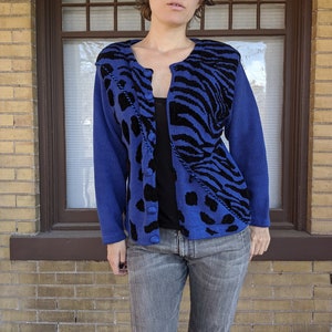 Vintage 80s Purple Tiger Sweater image 5