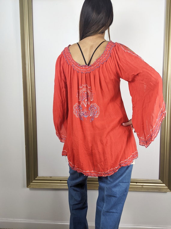 Vintage 70s Krista Lee Boho Hippie Peasant Blouse - image 4