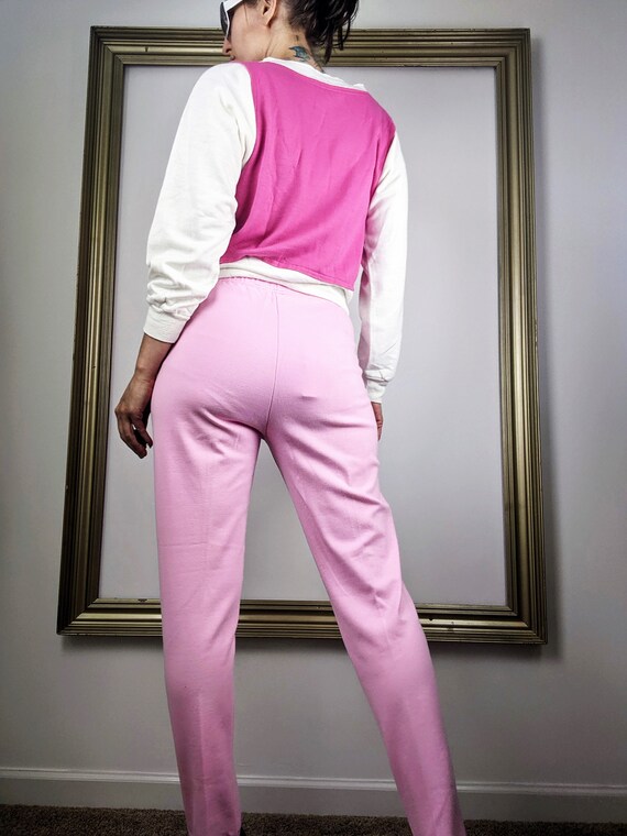 Vintage 80s Pink and White Elle Lightweight Worko… - image 9