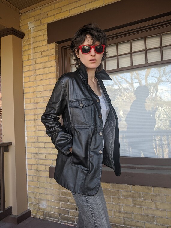 Vintage 90s Diesel Leather Jacket with silver lini