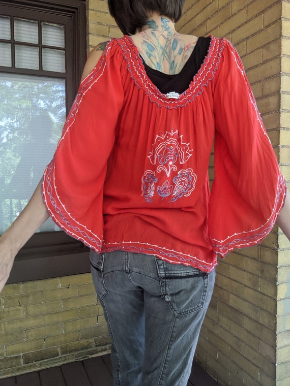 Vintage 70s Krista Lee Boho Hippie Peasant Blouse - image 7