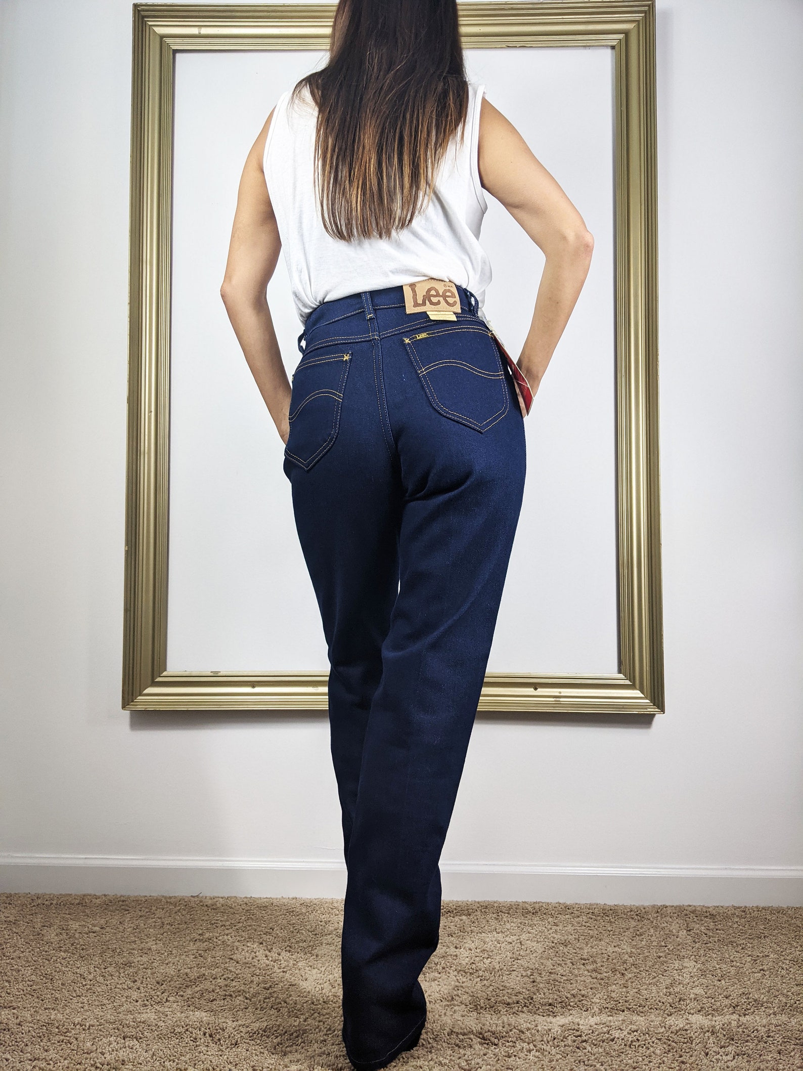 Vintage 80s Lee Jeans 26 X 33 Denim Deadstock Straight Leg High Waist