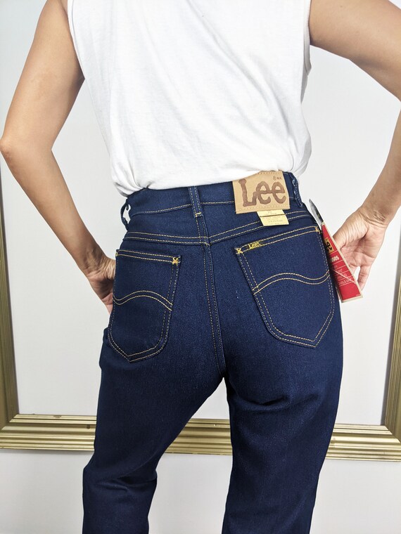 Vintage 80s Lee Jeans 26 x 33 Denim Deadstock Str… - image 9