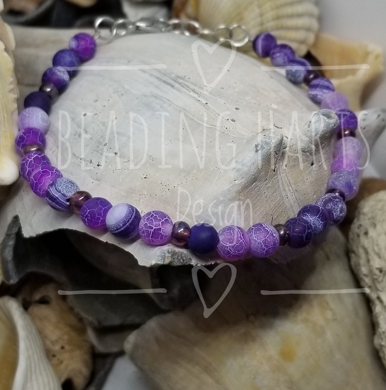 Purple Lava Glass Stone Beaded Bracelet