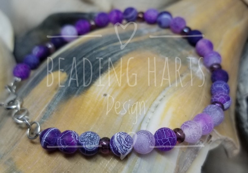Purple Lava Glass Stone Beaded Bracelet