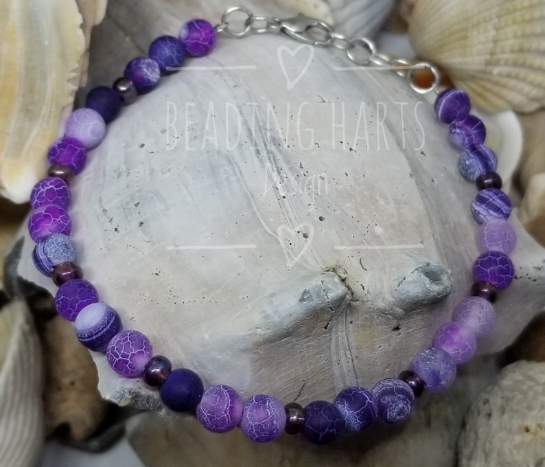 Purple Lava Glass Stone Beaded Bracelet