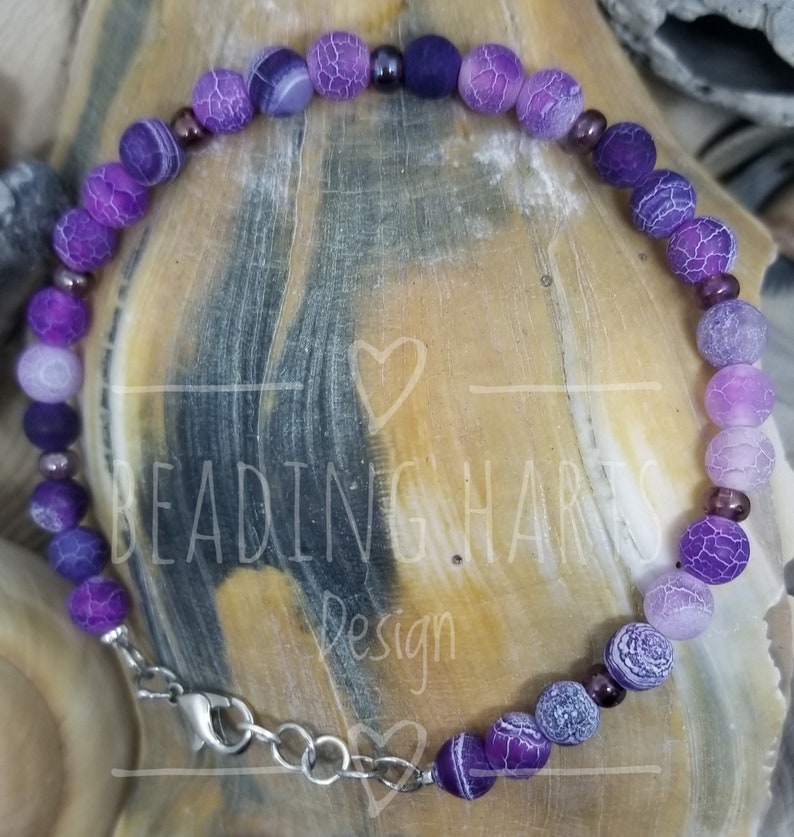 Purple Lava Glass Stone Beaded Bracelet