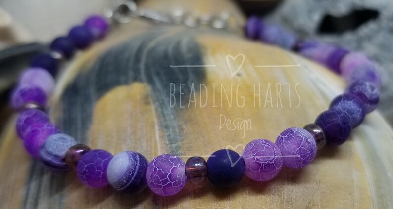Purple Lava Glass Stone Beaded Bracelet