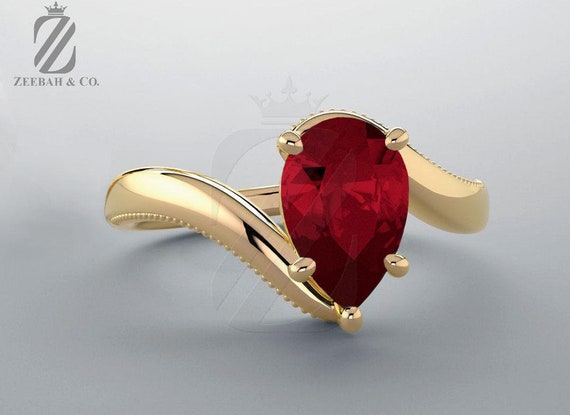 pear cut ruby ring