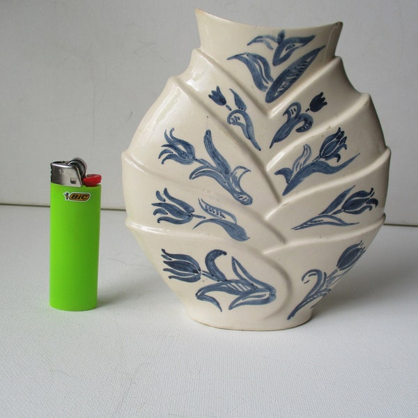 Vase tulipe, Céramique, marqué de F v Haffen, vers 1960, Pays-Bas.