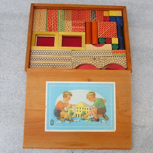 Nobless, wooden puzzle, 48 pieces, in box, toy, block box, 1950.