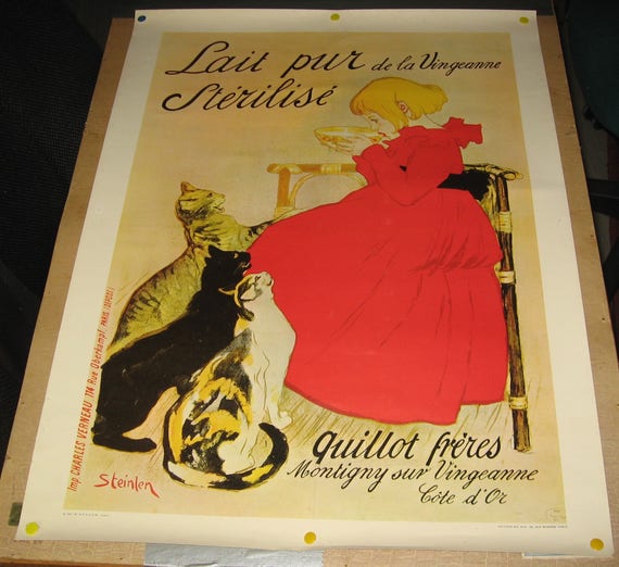 AV53 Vintage Milk Lait pur sterilise Cat Advertisement Framed Poster A4//A3