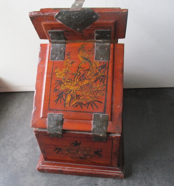 Asian Pine Painted Jewelry Box, Toilet Mirror, Ca 1930. - Etsy
