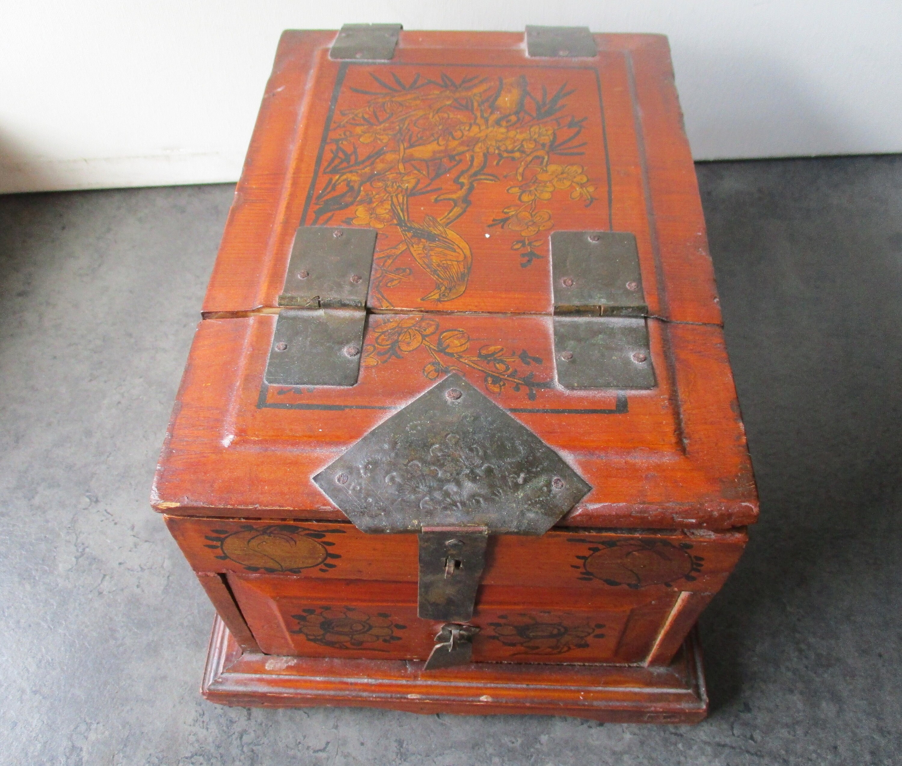 Asian Pine Painted Jewelry Box, Toilet Mirror, Ca 1930. - Etsy