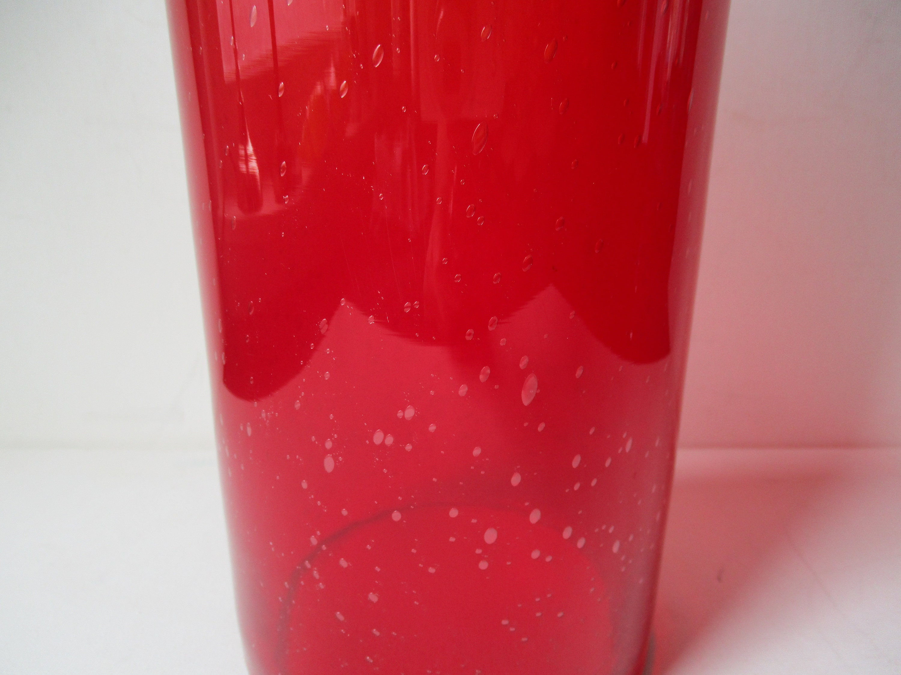 Bubble vase large optically blown vase in red with bubbles on Etsy
