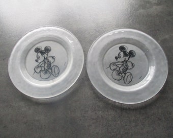 Disney Paris, Mickey Mouse, 2 breakfast plates, original, vintage.