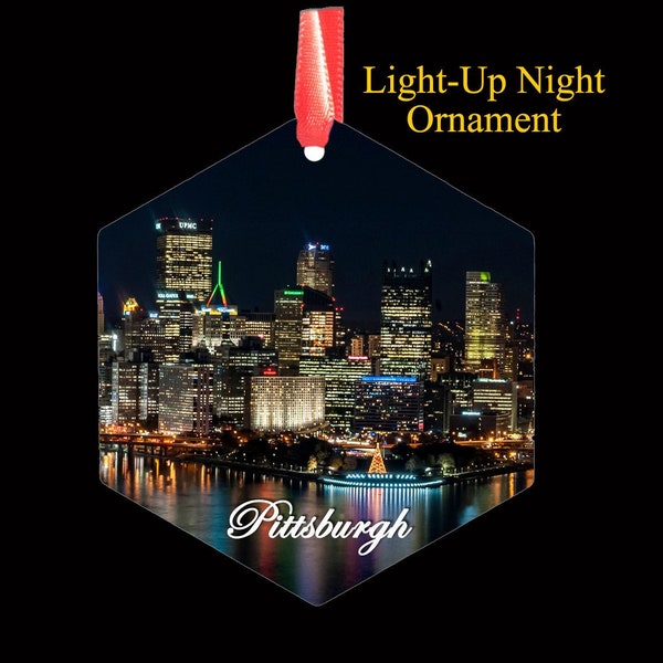 Pittsburgh Light Up Night Ornament - Pittsburgh Ornament - 2 sided