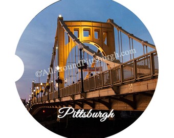 Pittsburgh Clemente Bridge Car Coaster - sandstone