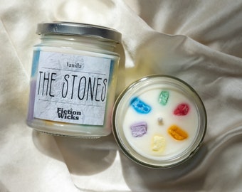 The Stones Candle | Vanilla scented marvel inspired candle | vegan soy wax cruelty-free candle | multicoloured gift for comic book fan