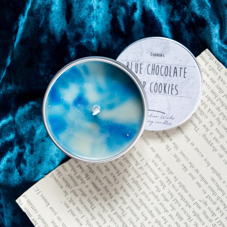 Blue Chocolate Chip Cookies Candle Percy Jackson & the Olympians inspired Cookies scented vegan soy candle small gift for bookworm 画像 3