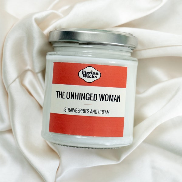 The Unhinged Woman | Book Tropes themed candle | Strawberries and cream scented candle | Everything everywhere all at once | Gone Girl