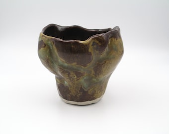 Ceramic Vase,  Brown Vase, Bulbous Vase