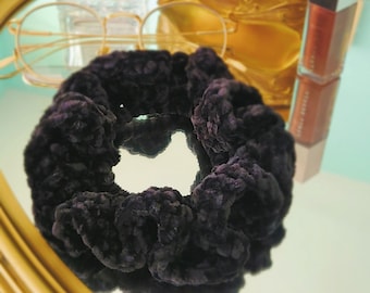 Onyx | Velvet Scrunchie | Velvet Scrunchies | Velvet Hair Tie | Crochet Hair Tie | Handmade Scrunchie | Crochet Velvet