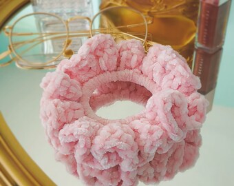 Blush | Velvet Scrunchie | Velvet Scrunchies | Velvet Hair Tie | Crochet Hair Tie | Handmade Scrunchie | Crochet Velvet