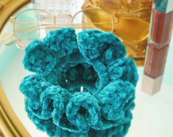 Rainforest | Velvet Scrunchie | Velvet Scrunchies | Velvet Hair Tie | Crochet Hair Tie | Handmade Scrunchie | Crochet Velvet