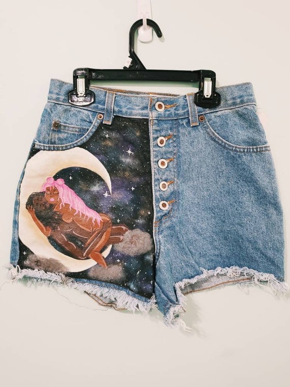 denim shorts painted