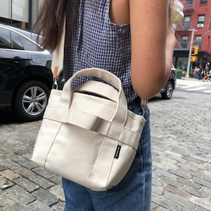 Crossbody mini canvas tote bag