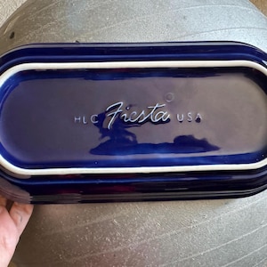 Vintage Fiesta Ware Cobalt Blue Bread Dish 12”