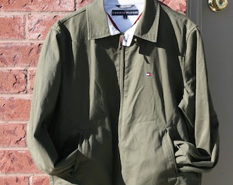 Vintage 90's Tommy Hilfiger Military Green Bomber Jacket