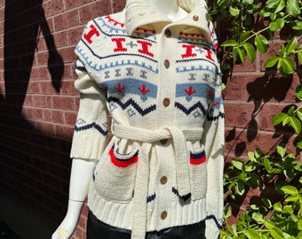 Vintage 50er Jahre Strick-Cardigan mit Gürtel