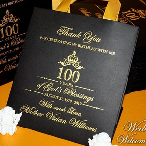 30 Adult 100th Birthday gift bags Gold birthday party favor bags Anniversary party gift and favors for guests