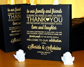 30 Thank You Gift Bags, Custom hotel bags, Paper hotel bags, Out of town Bags, Black & white Wedding bags, Gift bags for wedding guests