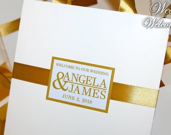 Elegant Gold Wedding Welcome Bag: Personalized Hotel Guest Favor