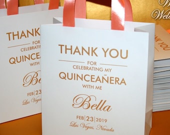 Personalized Quinceanera Favor Bags: Thank You Gift Set of 20