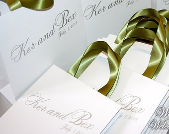 Personalized Wedding Welcome Bag with Satin Ribbon