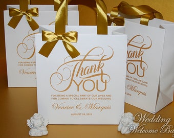 Gold Wedding Welcome Bags: Custom Thank You Gift Bags