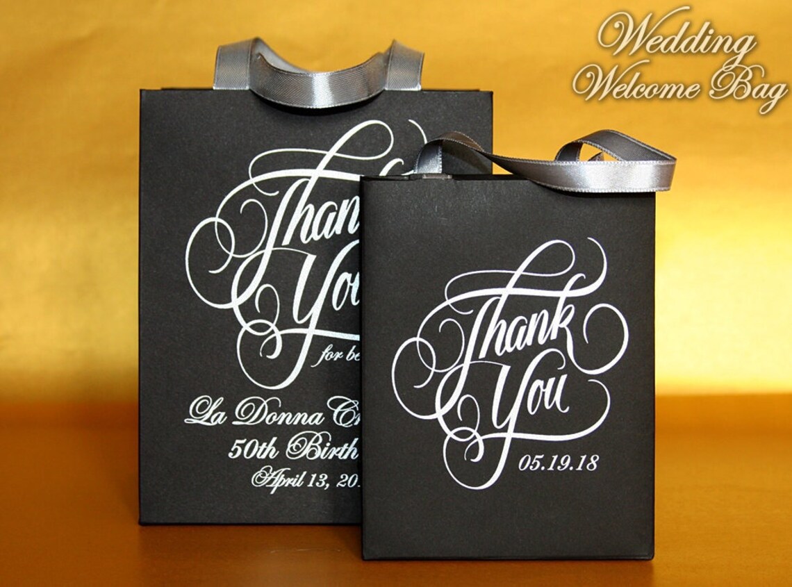 30 Small Party Favor Bags With Ribbon Handles and Name Silver Etsy